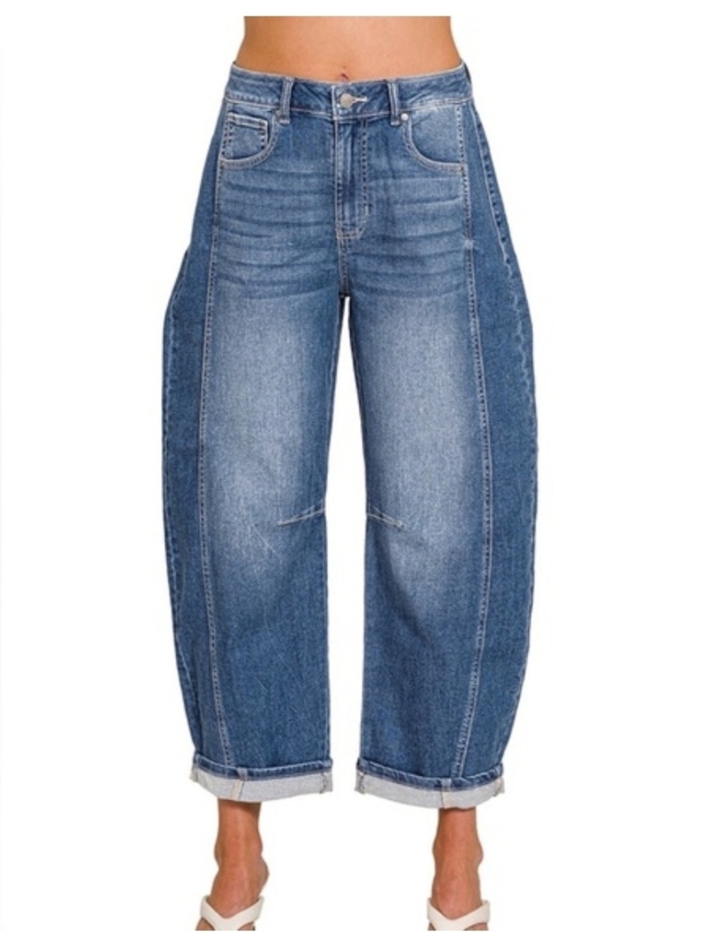 Zenana Barrel Wide-Leg Cropped Jeans
